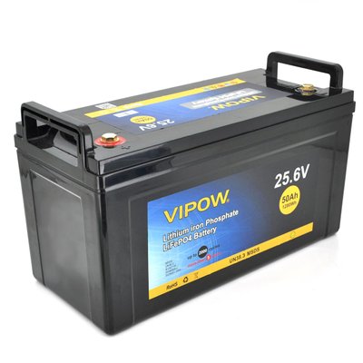 Аккумуляторная батарея Vipow LiFePO4 25,6V 50Ah со встроенной ВМS платой 40A (330*175*225) 17731 фото