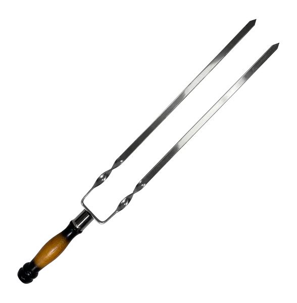 Шампур подвійний із дерев'яною ручкою 630х12х3мм чорний 1925342721 фото