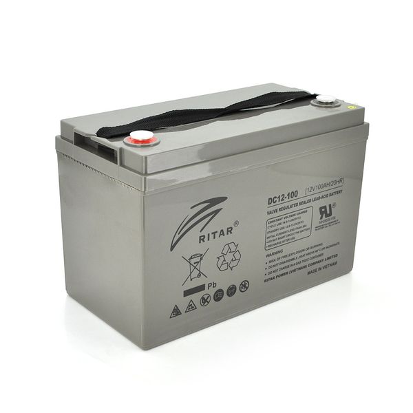 Акумуляторна батарея AGM RITAR DC12-100, Gray Case, 12 V 100 Ah (328 x 172 x 215 (220) Q1/36 7391 фото
