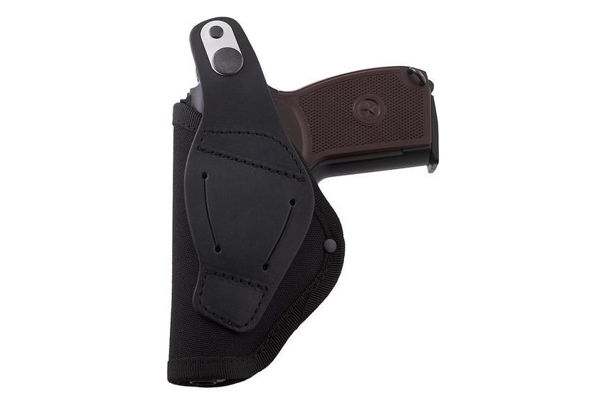 Кобура для ПМ-Макарова поясна прихованого носіння (cordura 1000D/шкіра, чорна) ' 2964331146 фото