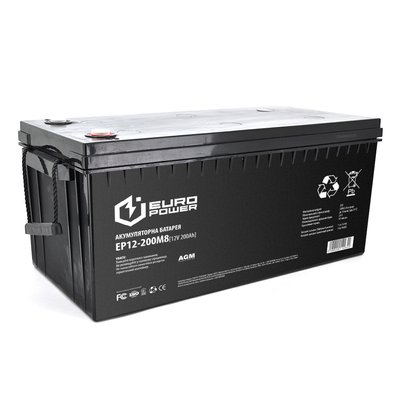 Аккумуляторная батарея EUROPOWER AGM EP12-200M8 12 V 200Ah ( 522 x 240 x 219) Black Q1/18 14260 фото