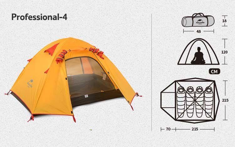 Палатка Naturehike P-Series IIII (4-х местная) 210T 65D polyester Graphic NH18Z044-P green 6927595729687 фото
