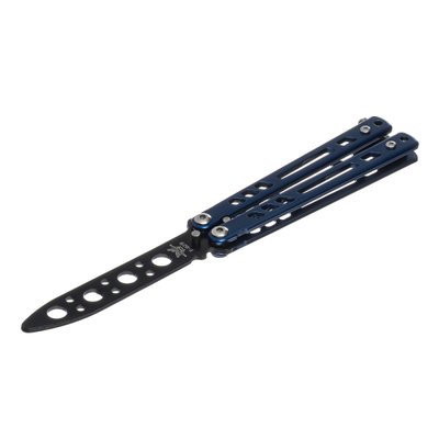 Підлітковий дитячий безпечний тренувальний Mini- балисонг ніж-метелик для трюків і флиппинга, синій, SAG А-964 фото