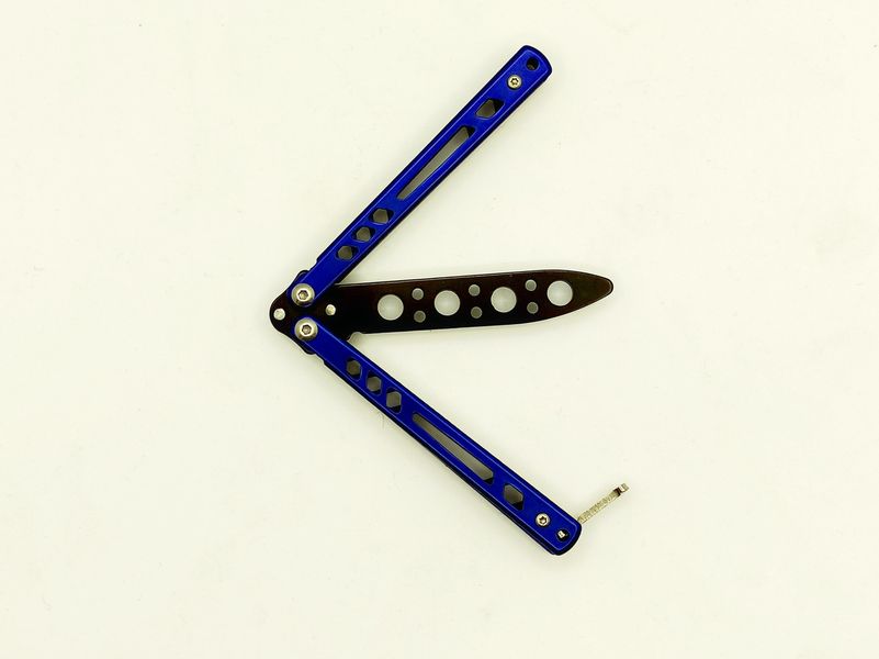Подростковый детский безопасный тренировочный Mini- балисонг нож-бабочка для трюков и флиппинга, синий, SAG А-964 фото