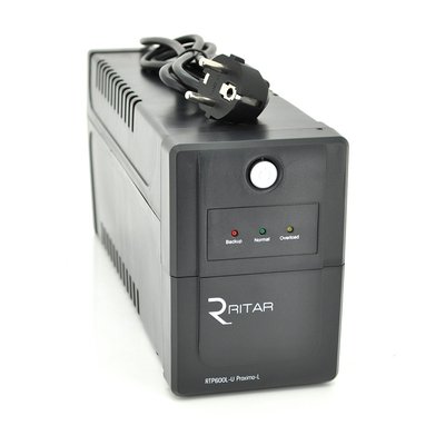 ИБП Ritar RTP600L-U (360W) Proxima-L, LED, AVR, 2st, USB, 2xSCHUKO socket, 1x12V7Ah, plastik Case ( 340 x 140 7861 фото