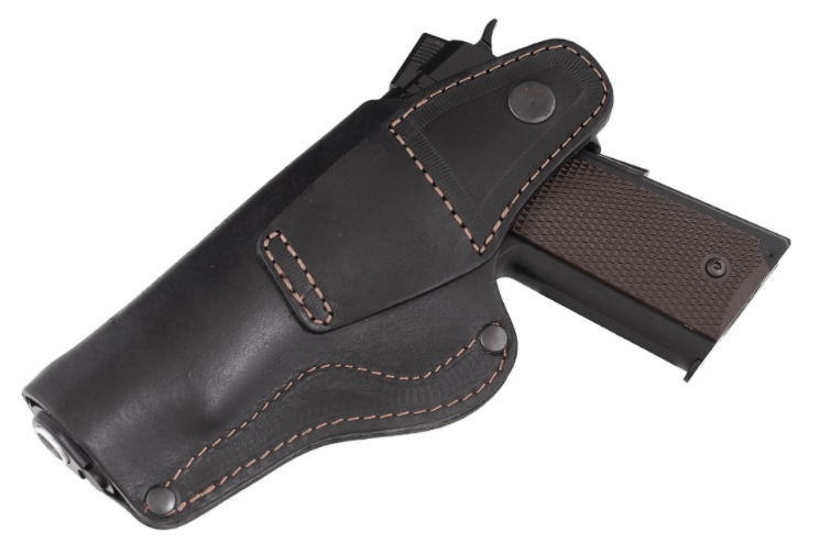 Кобура Colt 1911 поясная скрытого внутрибрючного ношения не формованная с клипсой кожа чёрная SAG 27202 фото