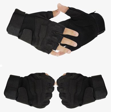 Тактичні безпалі рукавиці чорні HAWK чорні 1002 фото