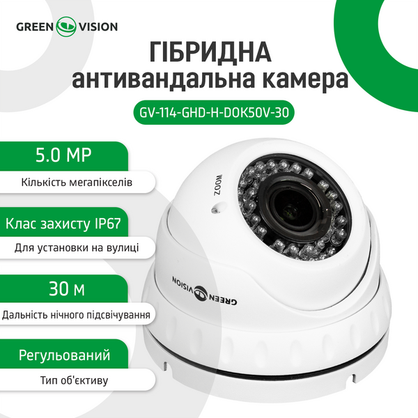 Гибридная антивандальная камера GV-114-GHD-H-DOK50V-30 13662 фото
