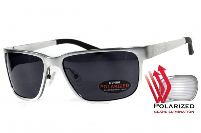 Окуляри поляризаційні BluWater Alumination-2 Silver Polarized (gray) чорні в сріблястій оправі 4АЛЮМ2-С20П фото