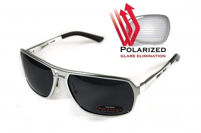 Окуляри поляризаційні BluWater Alumination-4 Silver Polarized (gray) чорні в сріблястій оправі 4АЛЮМ4-С20П фото
