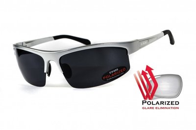 Окуляри поляризаційні BluWater Alumination-5 Silver Polarized (gray) чорні в сріблястій оправі 4АЛЮМ5-С20П фото