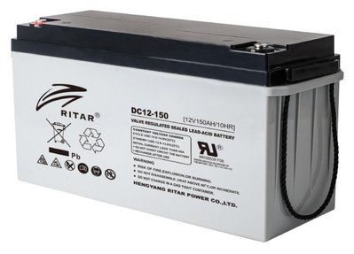 Акумуляторна батарея AGM RITAR DC12-150, Gray Case, 12 V 150 Ah (483х170х241),Q1/24 9843 фото