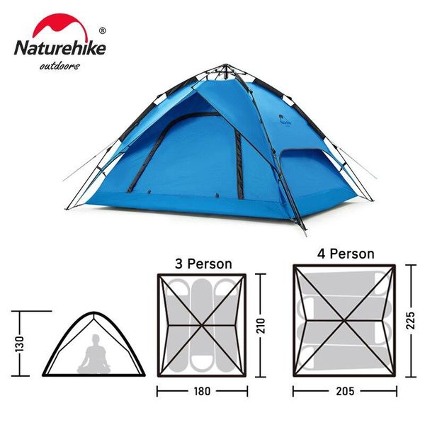 Палатка Naturehike Automatic IV (4-місний) 210T polyester NH21ZP008 Blue 6927595777558 фото
