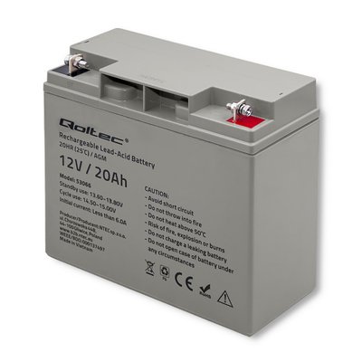 Акумуляторна батарея AGM Qoltec QLT1220B, Grey Case, 12 V 20.0 Ah ( 181 х 77 х 167) Q2 29567 фото