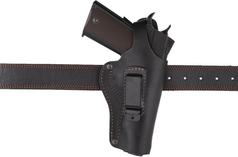 Кобура Colt 1911 поясна + прихованого внутрішньобрючного носіння не формована з кліпсою (шкіра, чорна) ' 2964330247 фото