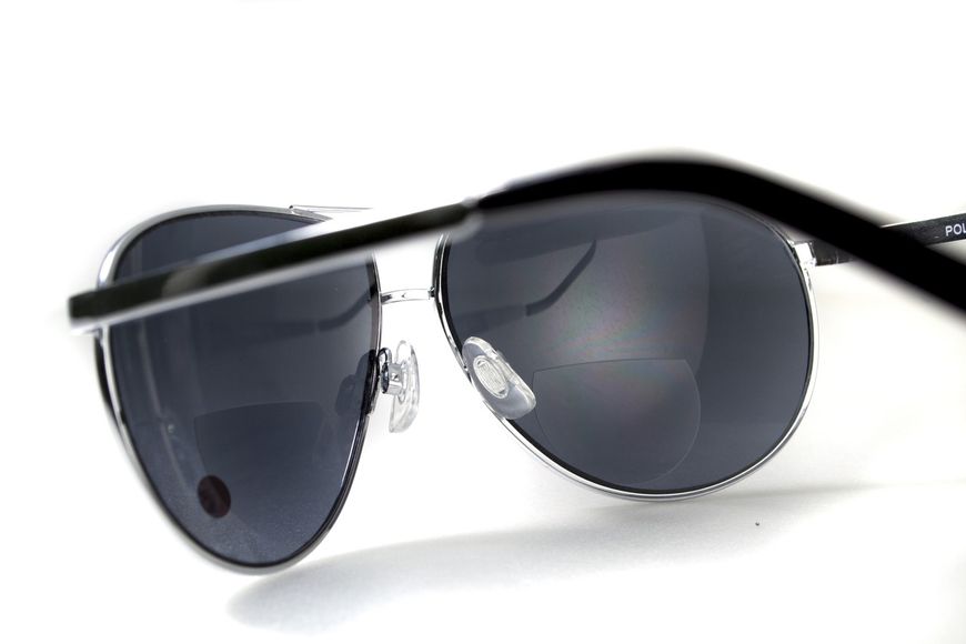 Окуляри біфокальні (захисні) Global Vision Aviator Bifocal (+3.0) (gray), чорні біфокальні лінзи в металевій оправі 1АВИБИФ-Д3.0 фото