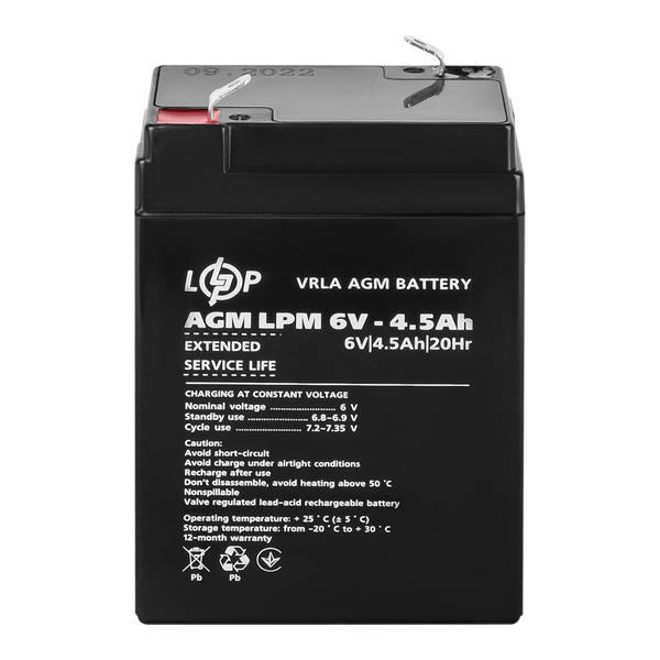 Акумулятор AGM LPM 6V - 4.5 Ah 3860 фото