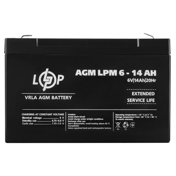 Аккумулятор AGM LPM 6V - 14 Ah 4160 фото