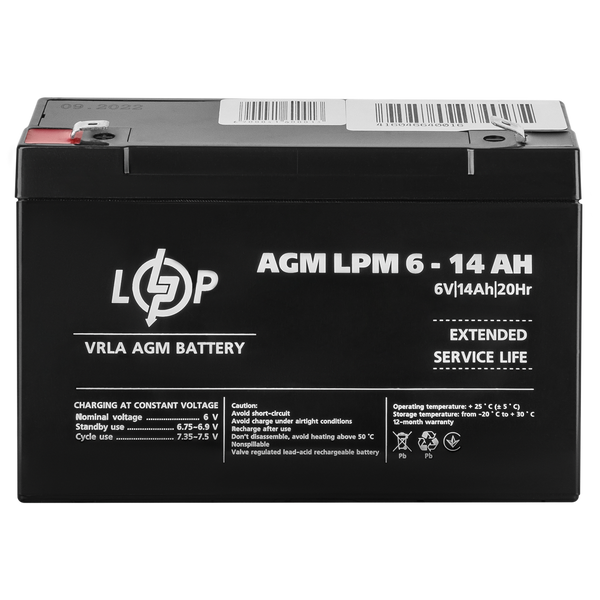 Акумулятор AGM LPM 6V - 14 Ah 4160 фото