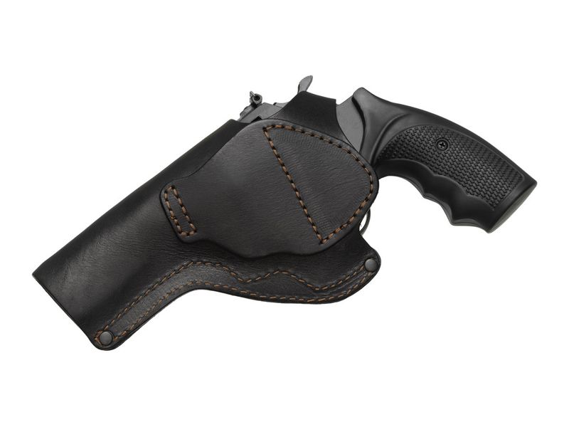 Кобура поясна Револьвер 4 не формована шкіра чорна 24102 фото