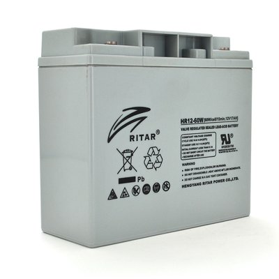 Акумуляторна батарея AGM RITAR HR12-60W, Gray Case, 12 V 17.0 Ah ( 181 х 77 х 167 (167 ) 4.80 kg Q4 17180 фото